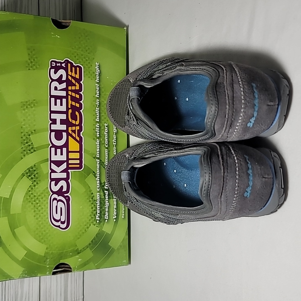 WORN ONCE Skechers Women's Gray and Blue Athletic Sneakers - Picture 4 of 7